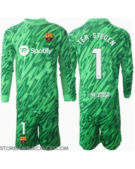 Barcelona Ter Stegen #1 Portiere Maglia Gara Trasferta Repliche 2024-25 Bambino Maniche Lunghe